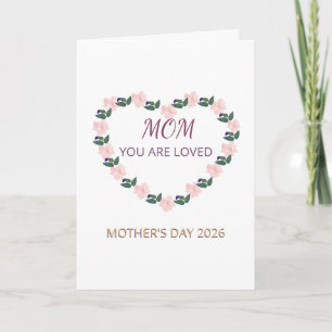 Peony Heart Blessing for Mom Holiday Card