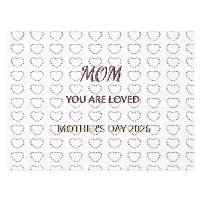 Peony Heart Celebration Pattern for Mom Tablecloth (Front (Horizontal))