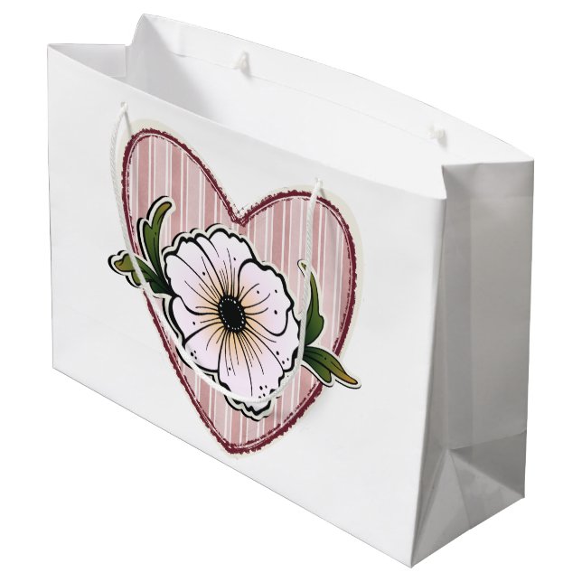 Peony Heart Large Gift Bag (Back Angled)