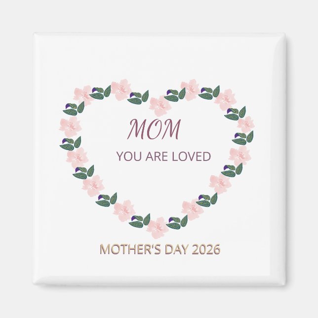 Peony Heart Mom Affection Artwork Magnet (Front)