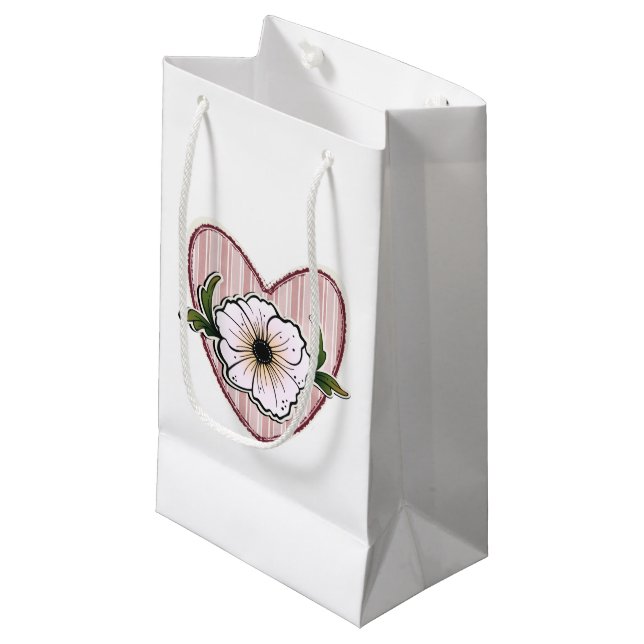 Peony Heart Small Gift Bag (Front Angled)