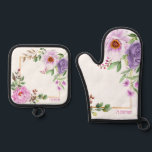 Peony Hebrew Name Oven Mitt   Pot Holder Set<br><div class="desc">A beautiful and practical gift for your favourite Jewish Chef! This pot holder set includes Hebrew Personalization. [Just set your keyboard input to HEBREW and type]. Perfect as a unique Bridal Shower, Chanukah, Teacher appreciation, Mother's Day or anytime gift. This popular Peony Floral Design coordinates with our matching Challah Dough...</div>