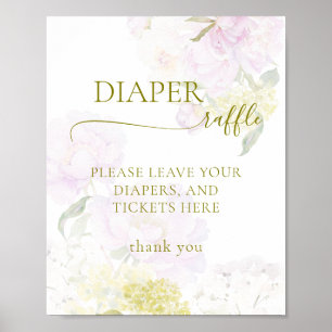 Peony Hydrangea Pastel Baby Shower Diaper Raffle Poster