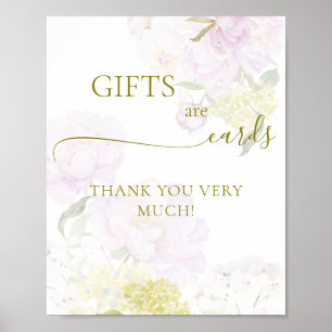 Peony Hydrangea Pastel Baby Shower Gifts and Cards Poster
