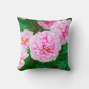 peony in Japanese garden Throw Pillow