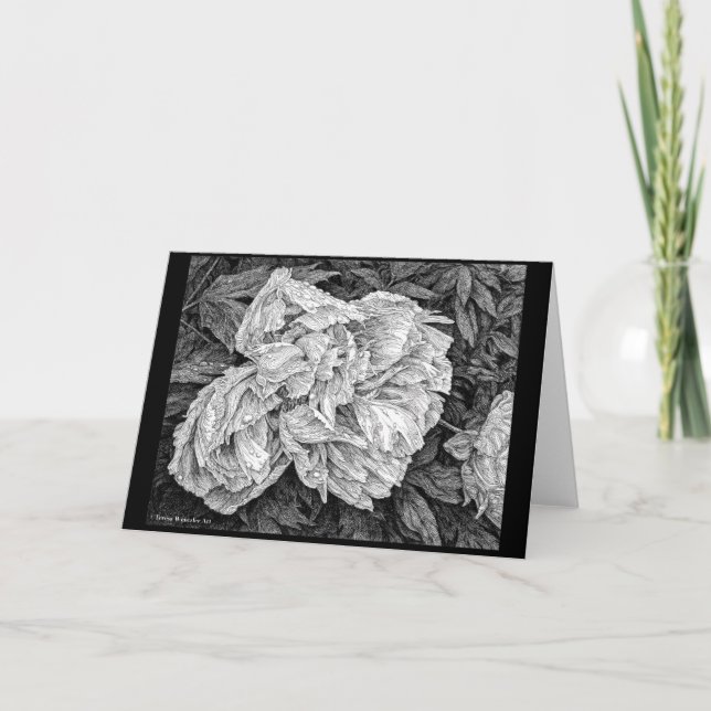 Peony in the Rain greeting card (Front)