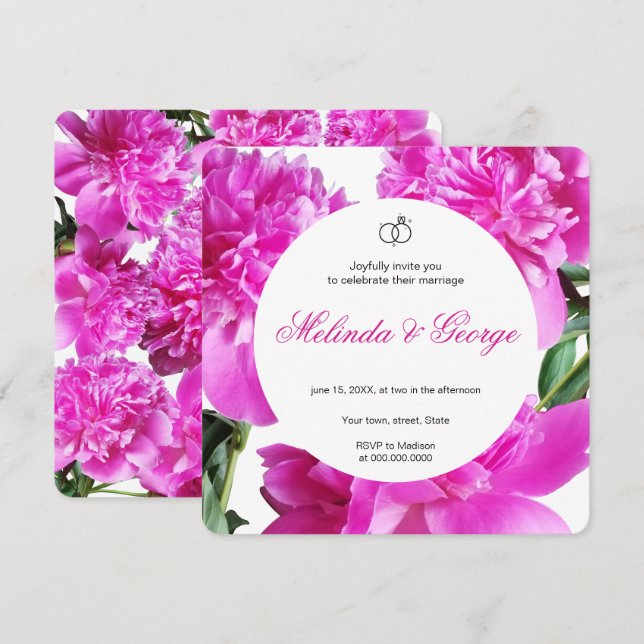 Peony invitation. Invitation (Front/Back)