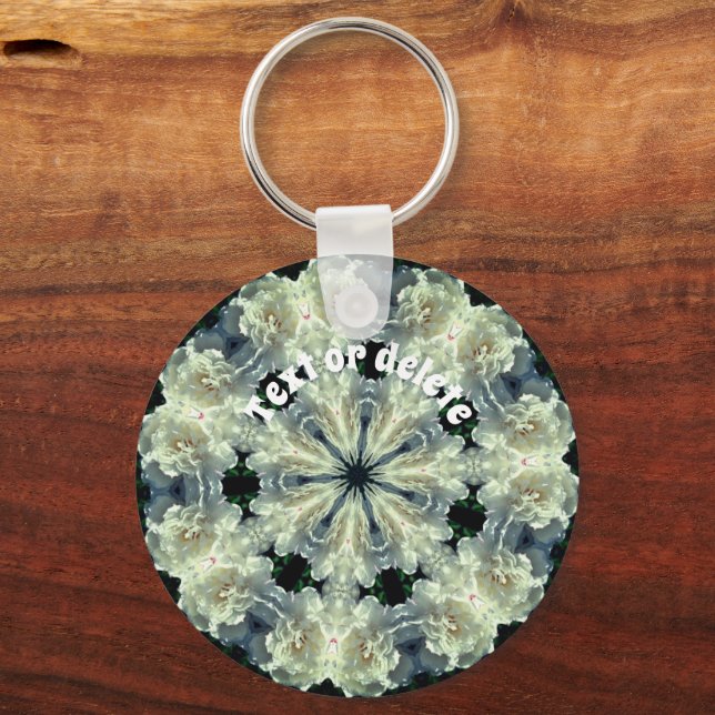 Peony Kaleidoscope Flower Art Personalized Keychain (Front)