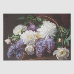 Peony Lilac Flower Basket Decoupage Classic Garden Tissue Paper