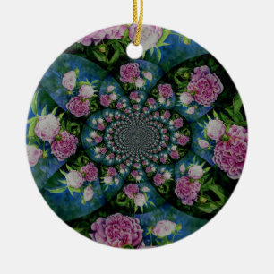Peony Mandala Ceramic Ornament