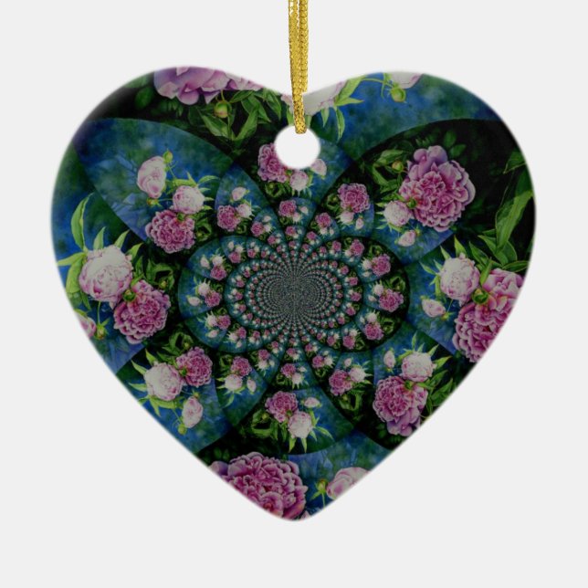 Peony mandala ceramic ornament (Front)