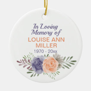 Peony Memorial In Loving Memory Of  Ceramic Ornament
