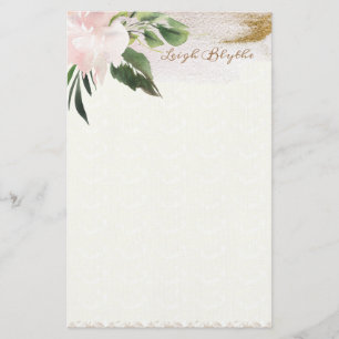 Peony Modern Watercolor Personalized Stationery