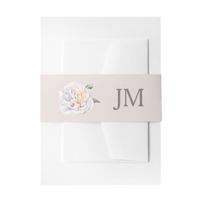 Peony Monogram Floral Mauve Wedding Invitation Belly Band (Front Example)