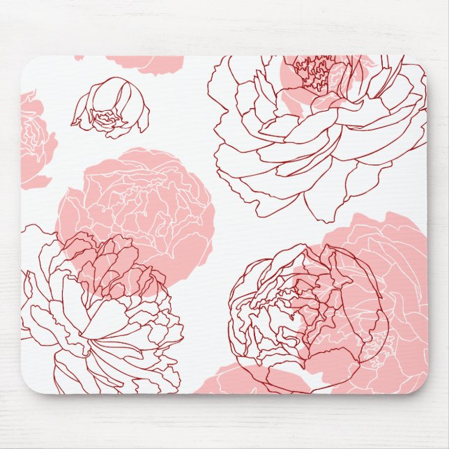 Peony Motif Mousepad (Front)
