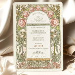 Peony Nouveau Wedding Invitation Alphonse Mucha<br><div class="desc">Celebrate your special day with this stunning Peony Nouveau Wedding Invitation inspired by the Art Nouveau movement. The watercolor artwork features an arch of vibrant peony flowers in the signature style of Alphonse Mucha, the famous Art Nouveau artist. Peonies represent prosperity, good fortune, and a happy marriage, making them the...</div>