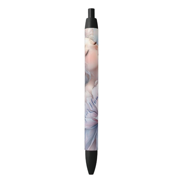 Peony Of The Dawn Black Ink Pen (Front Vertical)