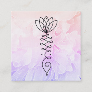 *~* Peony Ombre Lotus Healer Massage Reiki Yoga Square Business Card