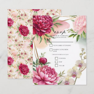 Peony & Orchid Garden Floral Glam Wedding R.S.V.P. Invitation