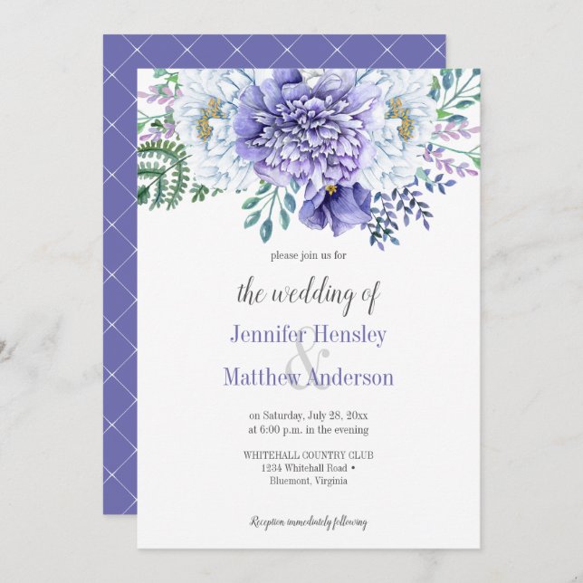 Peony Passion Wedding Invitation (Front/Back)