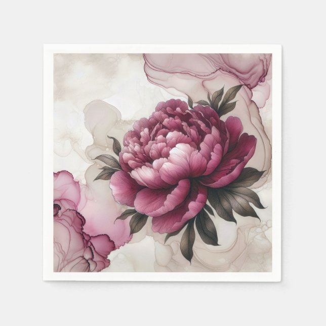 Peony Pink Abstract  Napkin (Front)