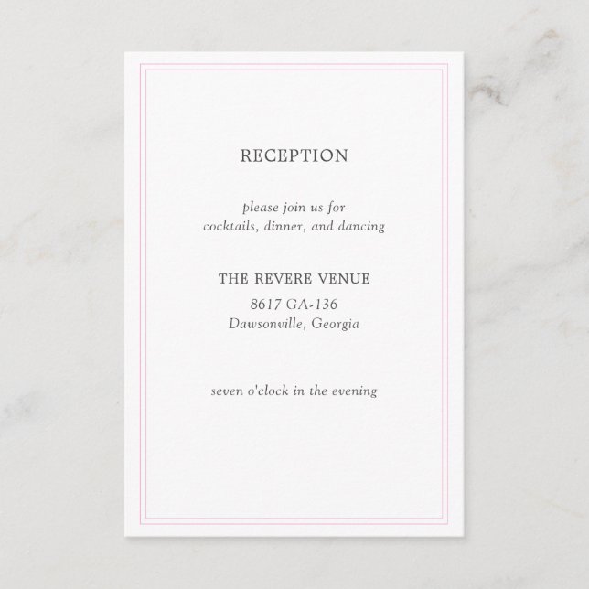 Peony Pink Modern Wedding Enclosure Card (Front)