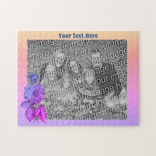 Peony Rainbow Personalized Add Your Photo Jigsaw Puzzle (Horizontal)