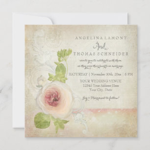 Peony Ranunculus Elegant Beautiful Floral Vintage Invitation