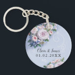 Peony Rose Couple Wedding Favours Floral Keychain<br><div class="desc">Pastel Colours. Perfect for wedding favour gifting.</div>