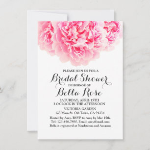 Peony rose gris argenté douche nuptiale invitation