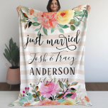 Peony Rose Just Married Announcement Photo Prop Fleece Blanket<br><div class="desc">Super cute for your honeymoon as newlyweds! Perfect to use as a photo prop backdrop.</div>