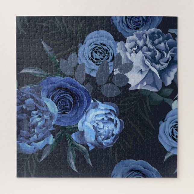Peony Roses: Dark Floral Vintage. Jigsaw Puzzle (Vertical)