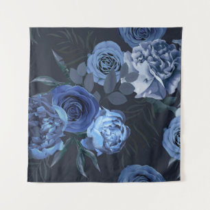 Peony Roses: Dark Floral Vintage. Tapestry