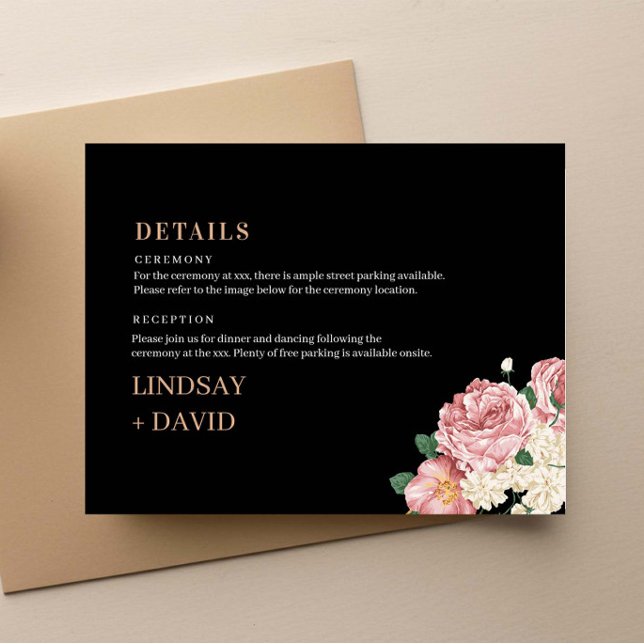 Peony Roses on Black Details Enclosure Card (Creator Uploaded)