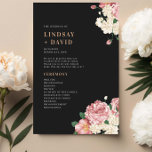 Peony Roses on Black Wedding Ceremony Program<br><div class="desc">Designed to coordinate with our Peony Roses on Black Collection, this wedding program features gorgeous rose and peony bouquets on black background with classic text. The vibrant colors of the roses on black background makes the program eye catching and unique. For more advanced customization of this design, e.g. changing layout,...</div>
