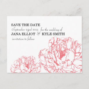Peony Save the Date Announcement Postcard