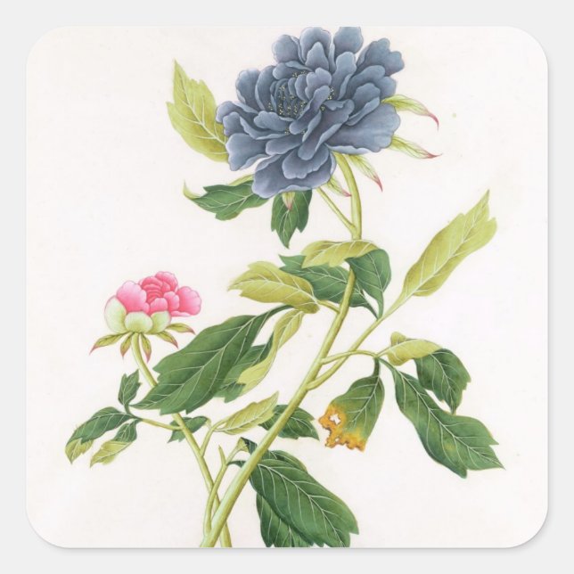 Peony Square Sticker (Front)