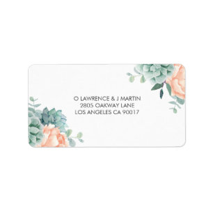 Peony Succulents Foliage Watercolor Label