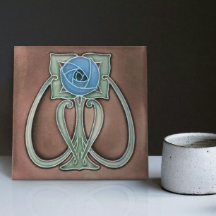 Peony Terracotta Decor Art Nouveau Art Deco Tile