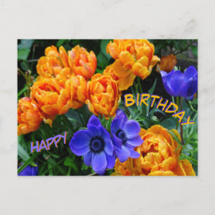 Peony Tulips & Anemones Bonne Carte Postale Annive