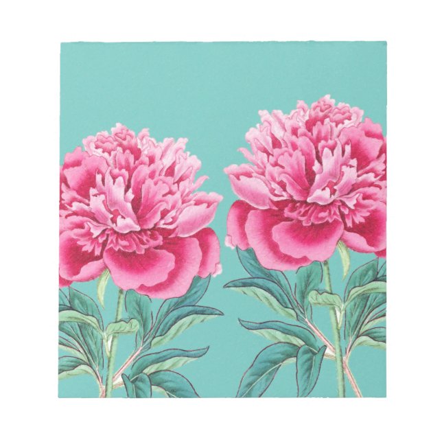 Peony Turquoise Notepad (Front)