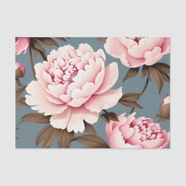 Peony Vintage Floral Pattern Tissue Paper (Front)