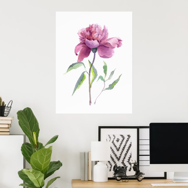 Peony Watercolor Botanical Wall Art (Home Office)