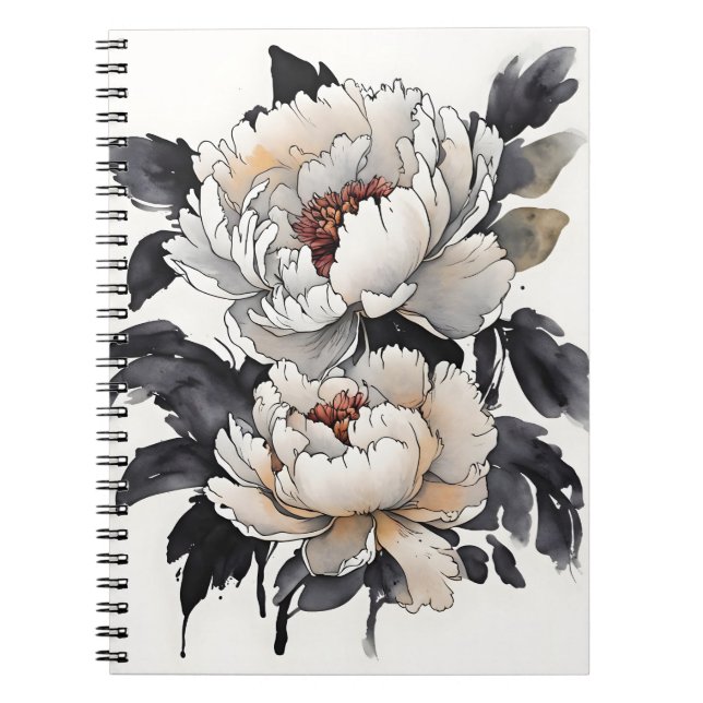 Peony - Watercolor flowers Notebook (Front)