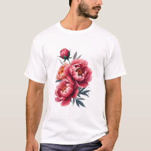 Peony Watercolor Splash - Bold Floral Expression T-Shirt