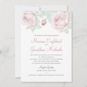 Peony Watercolor Wedding Invitation