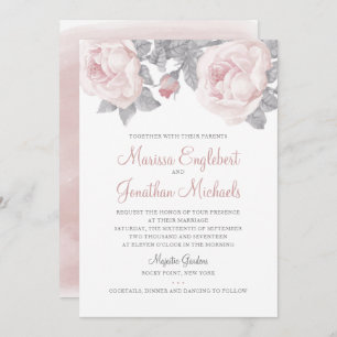 Peony Watercolor Wedding Invitation