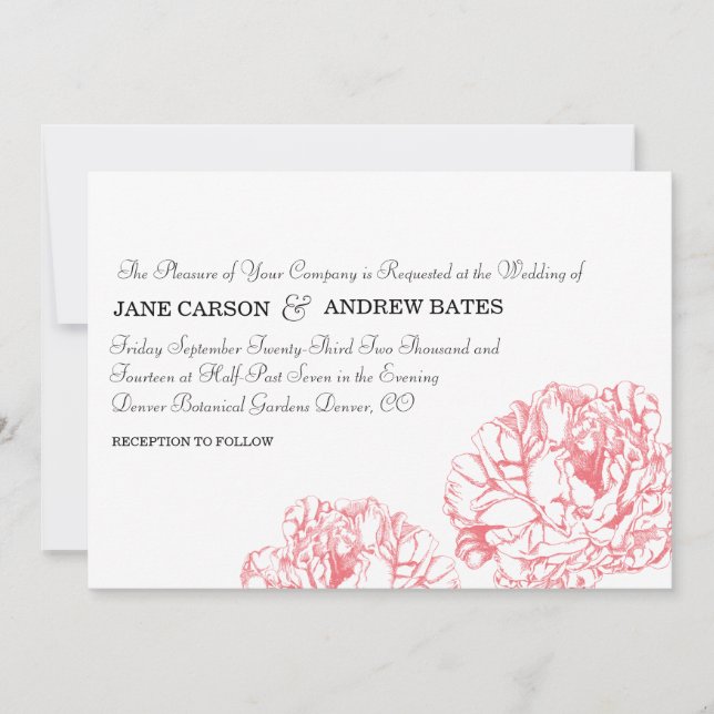 Peony Wedding Invitation (Front)