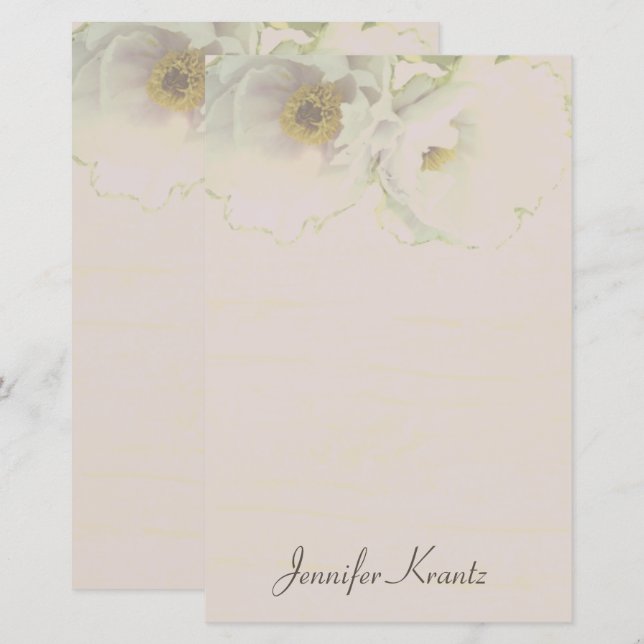 Peony Wedding Mauve Stationery (Front/Back)
