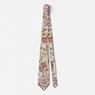 Peony Wedding Pink and Ivory Keepsake Name + Date  Tie